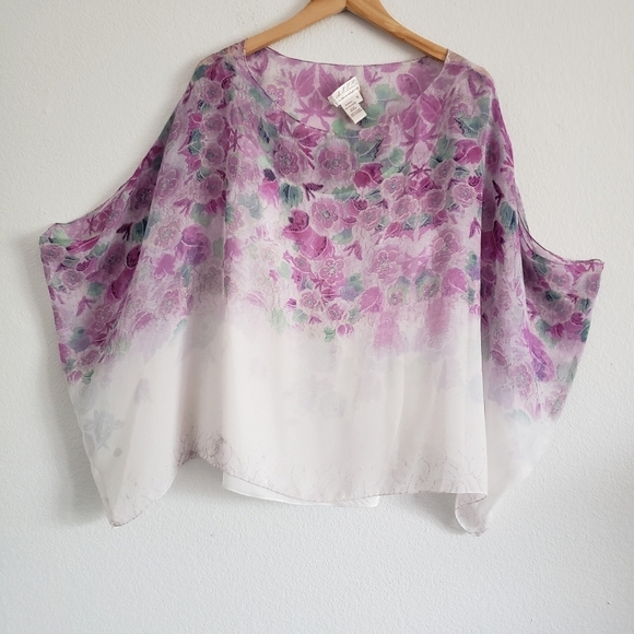 MllP chaffon floral kaftan Style top - Picture 4 of 8